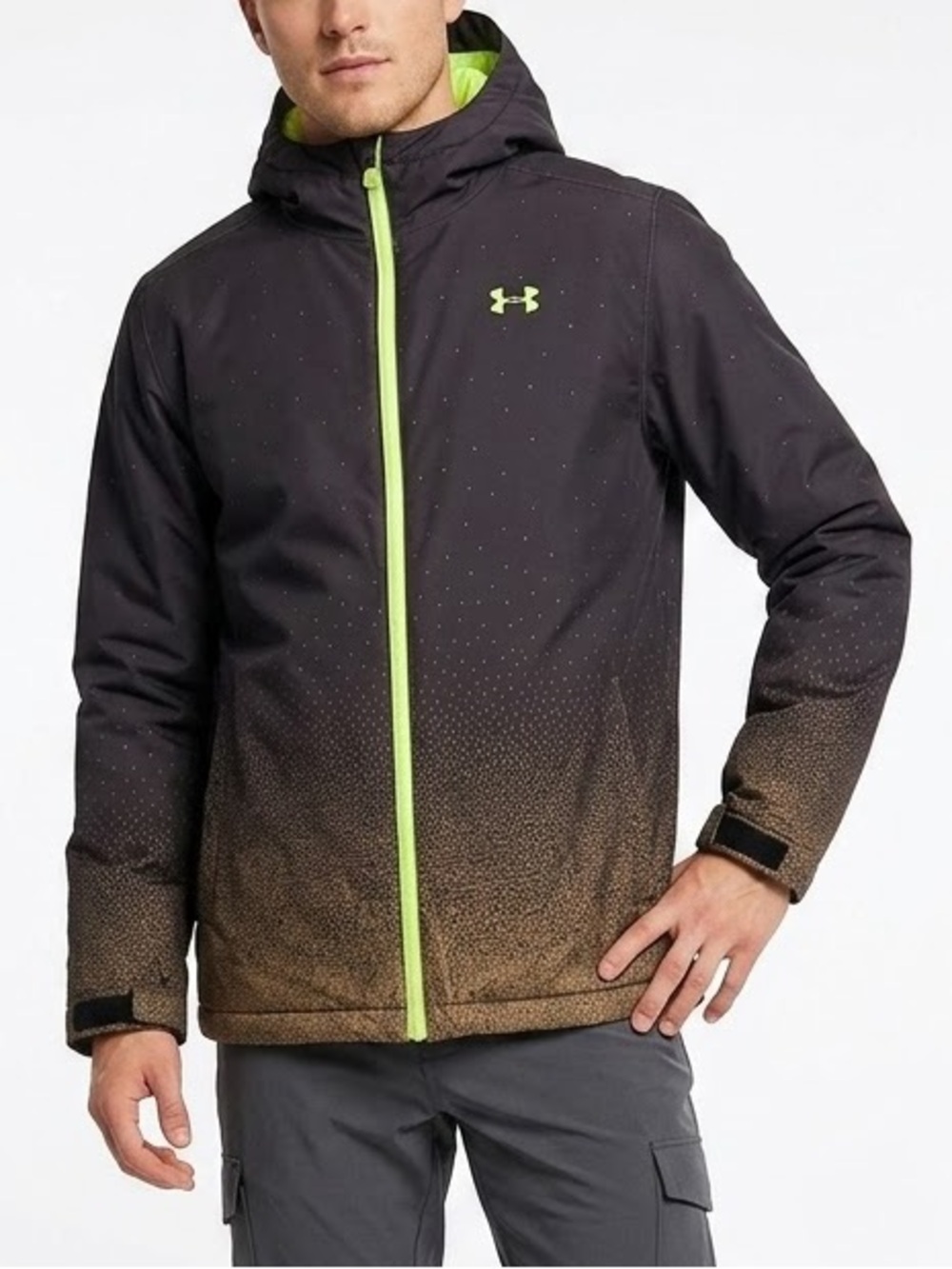 Under Armour Youth's Black & Green Puffer Jacket sz L